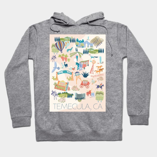 Temecula California Map Hoodie by Limezinnias Design